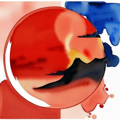 Lunar New Year Chinese Landscape in Watercolor Style