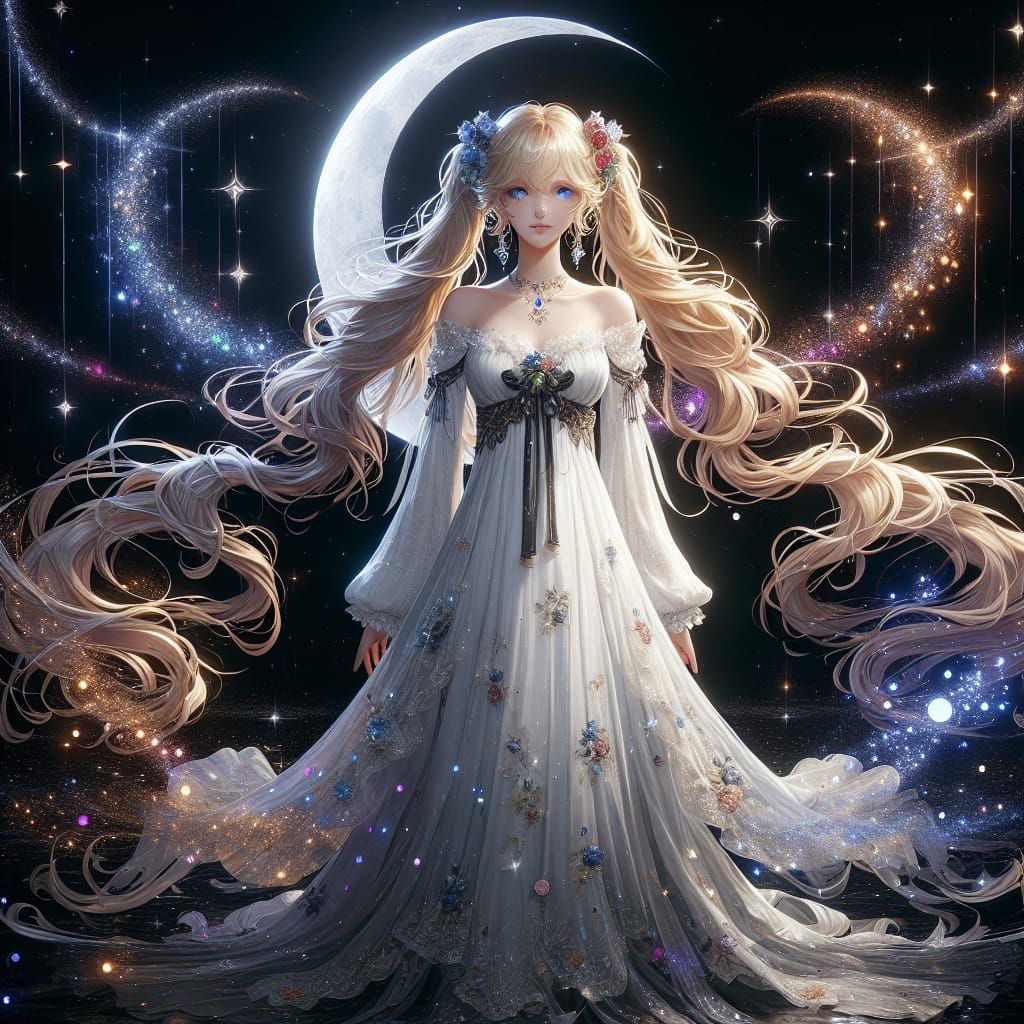 Fantasy Woman in Sparkling Dress, Unreal Engine Art