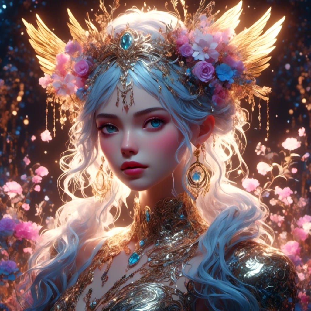 Fantastic Prehistoric Animal in Art Nouveau Style