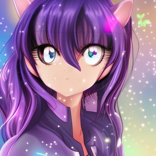 Anime Cat Girl with Sparkling Background in 8K