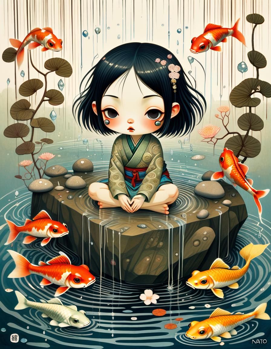 Creepy Cute Koi Illustration