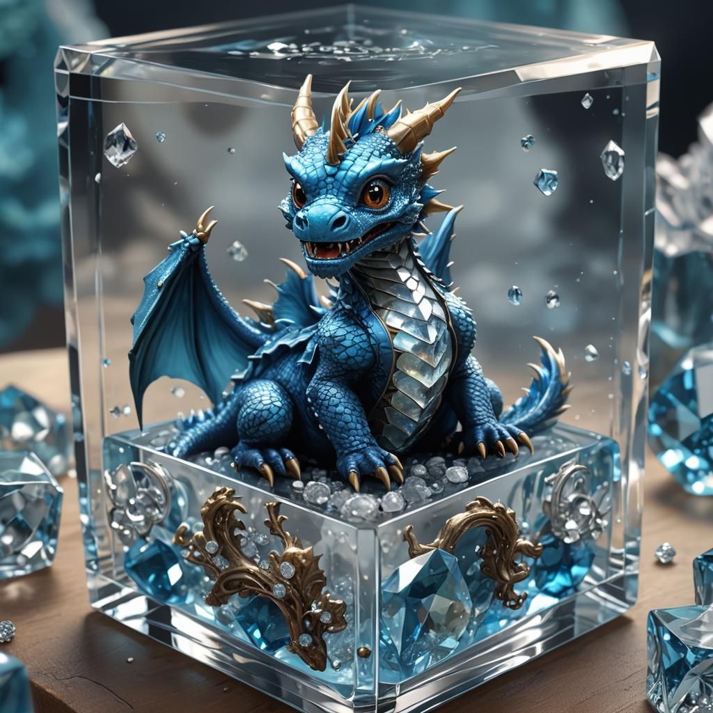 Blue Dragon Cubed: Fantastical Digital Art