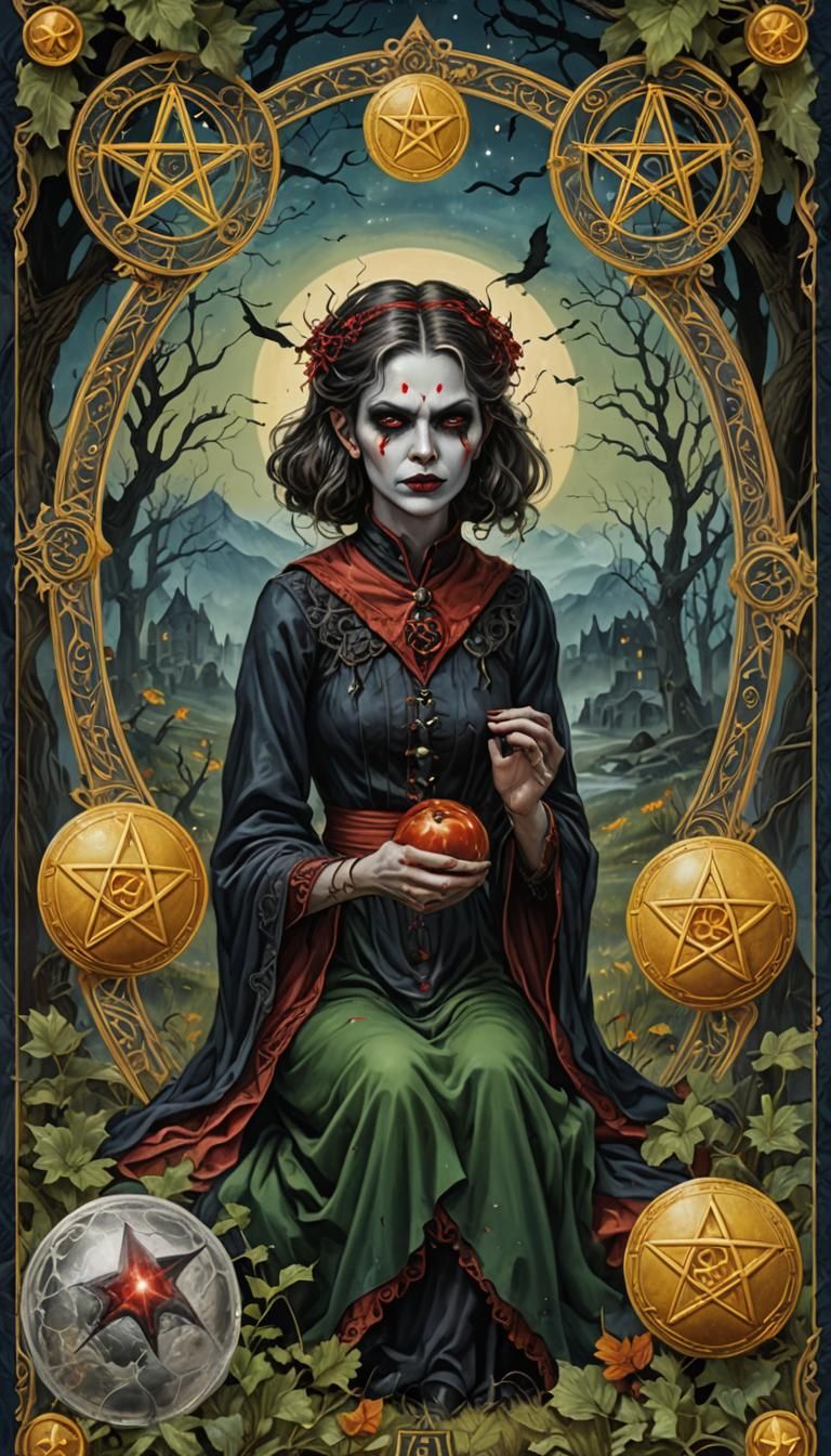 Vampire Tarot Card: Hyperrealistic Four of Pentacles