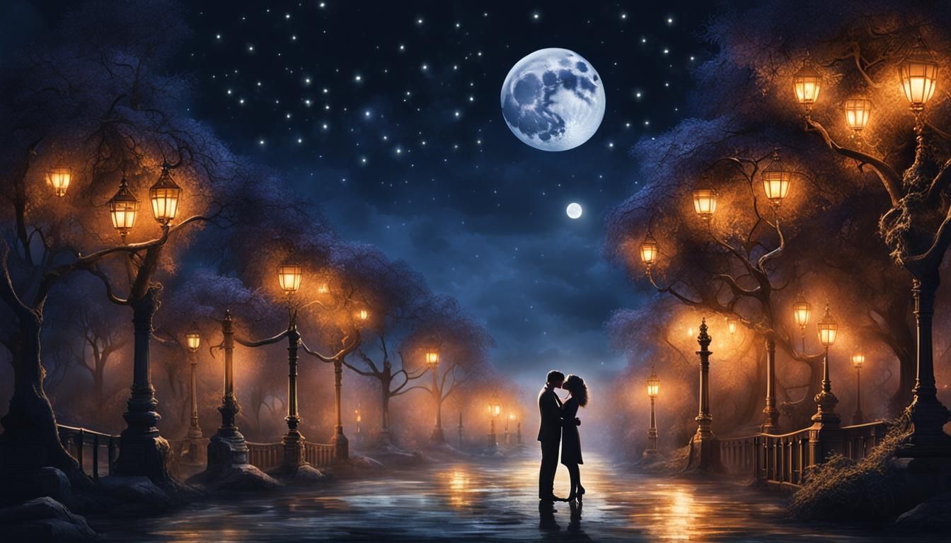 Romantic Couple Dancing in Moonlight