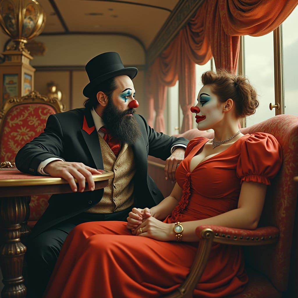 Glamorous Bearded Lady in Retro-Futuristic Circus