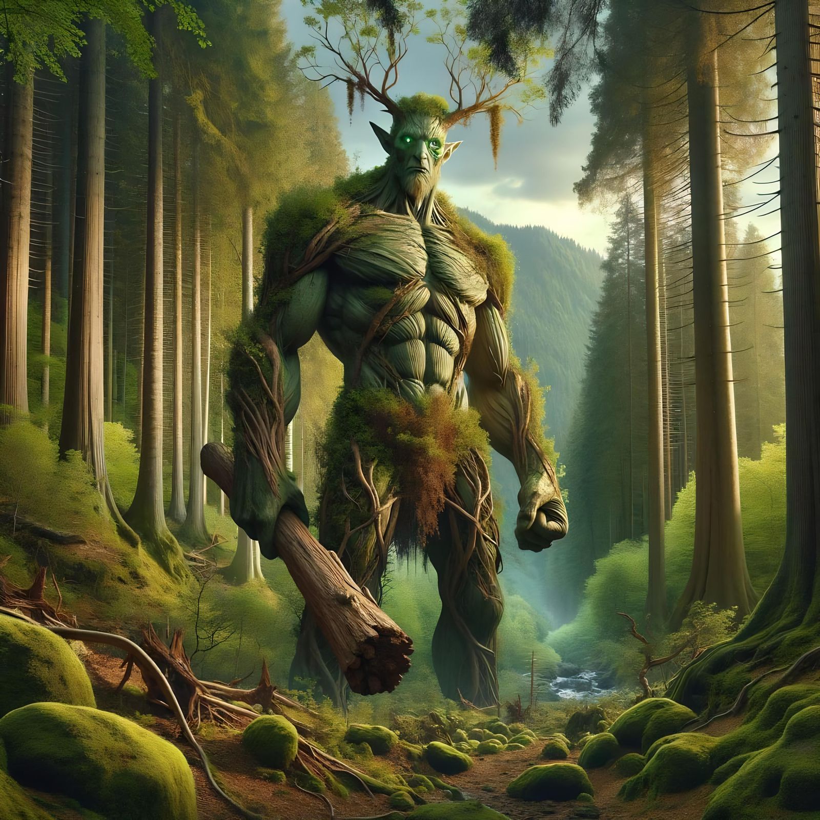 Majestic Forest Giant Protector in Fantasy Setting