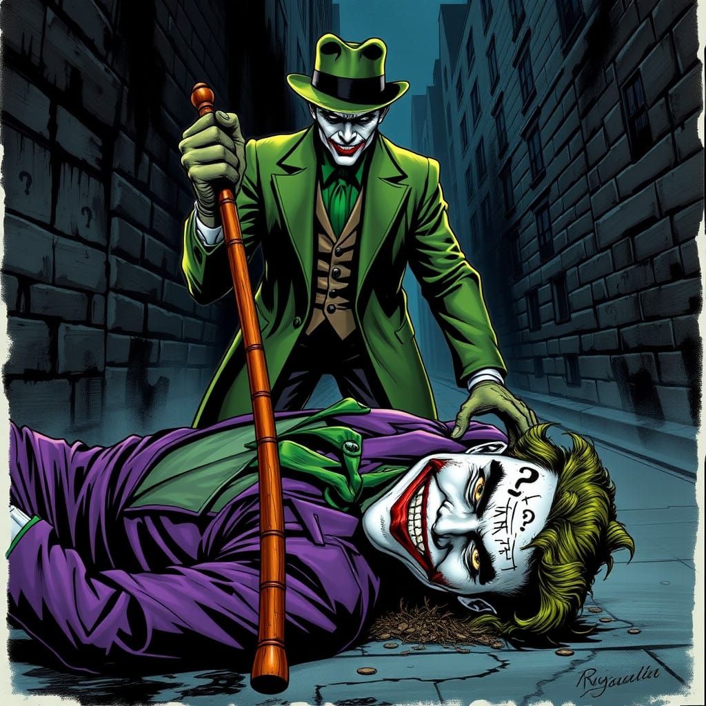 Gritty Gotham Showdown: Riddler Triumphs Over Joker