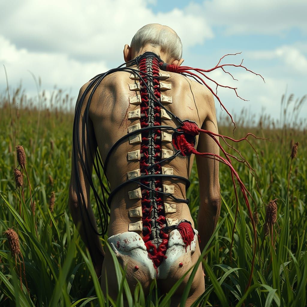 Decaying Cyborg in Green Field: Biomechanical Fusion