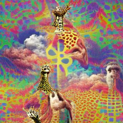 Psychedelic Giraffe Gods in Colorful Reverie