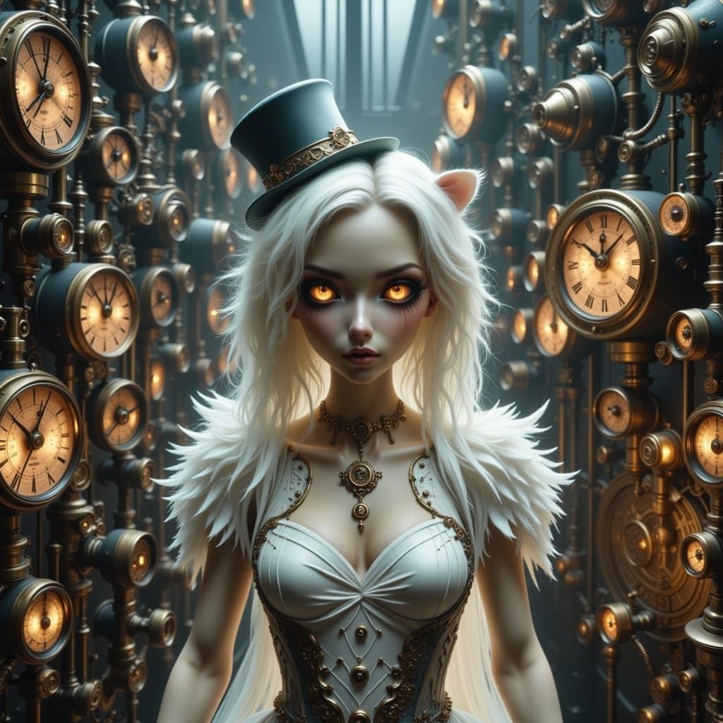 Steampunk Bear in Clockwork Corridor, Rich Colors