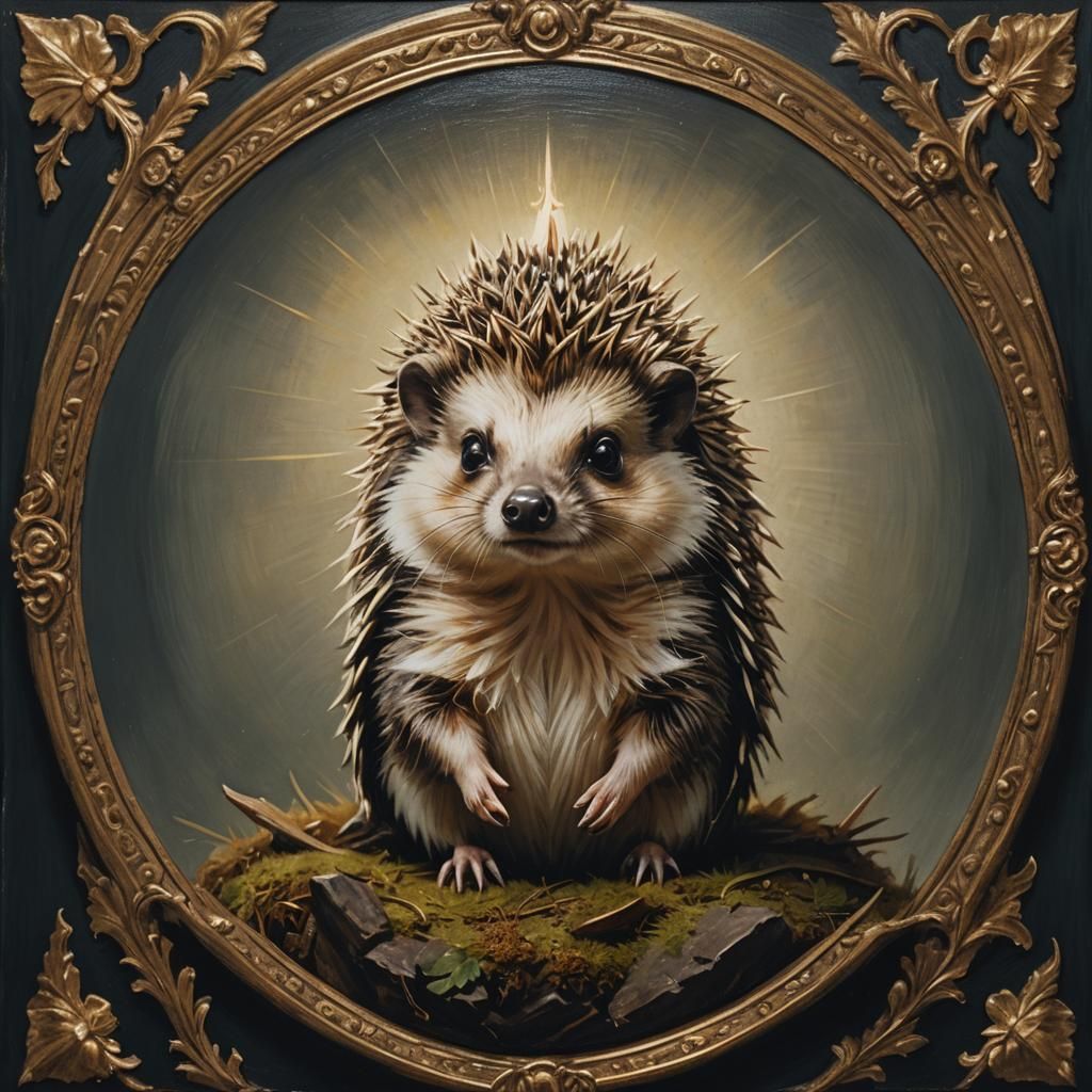 Hedgehog Saint in Religious Iconography Style