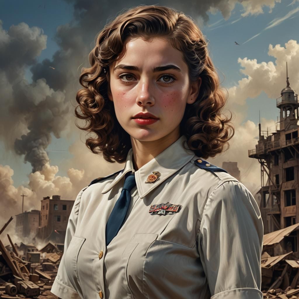 1940s American Woman Portrait in Hyperrealism