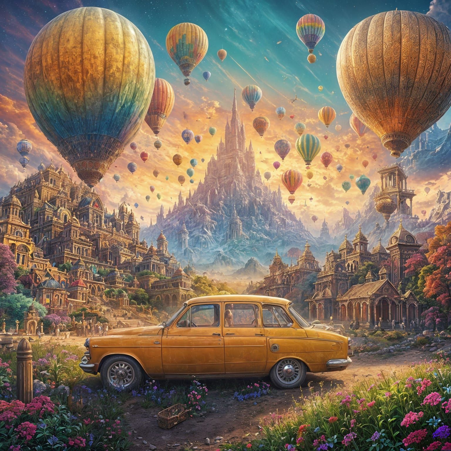 Heavenly Realm of Multicolored Lights: A Digital Painting