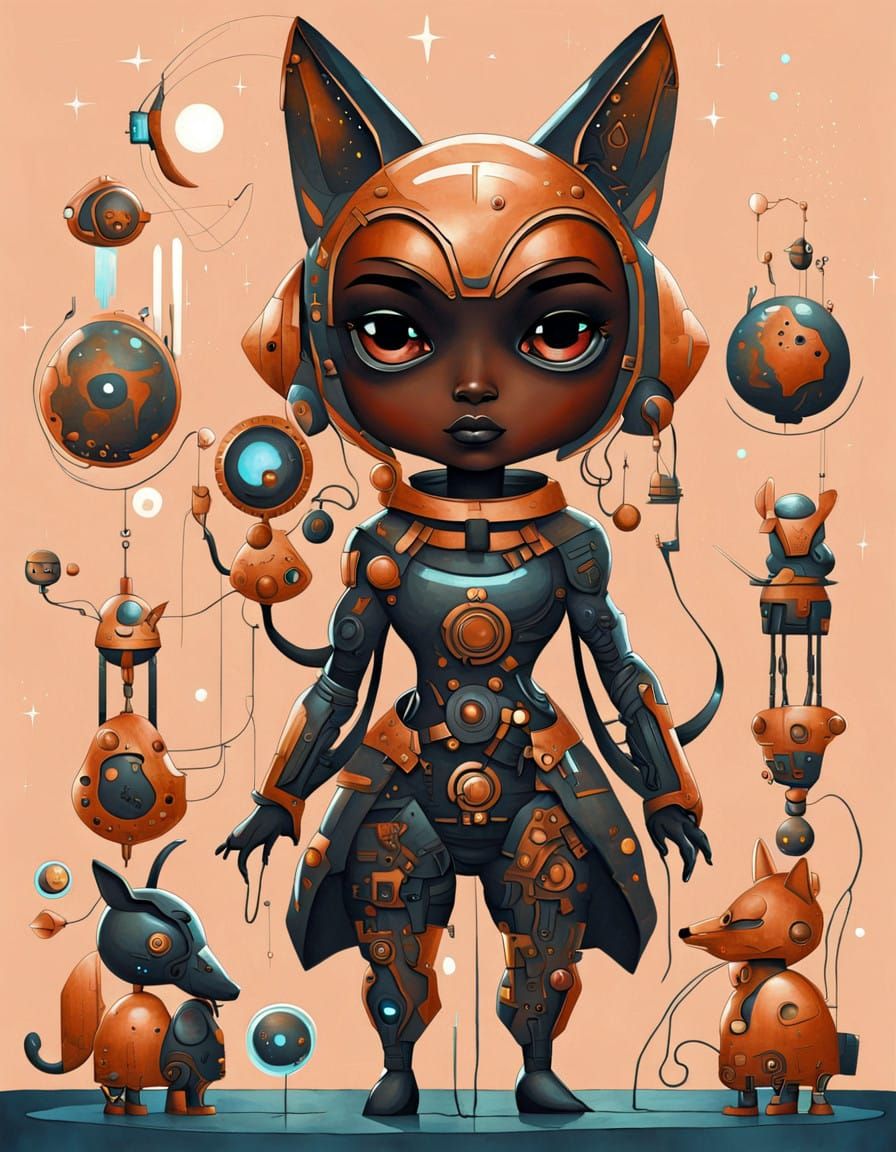 Surreal Cyberpunk Goddess in Dark Robopunk Fusion