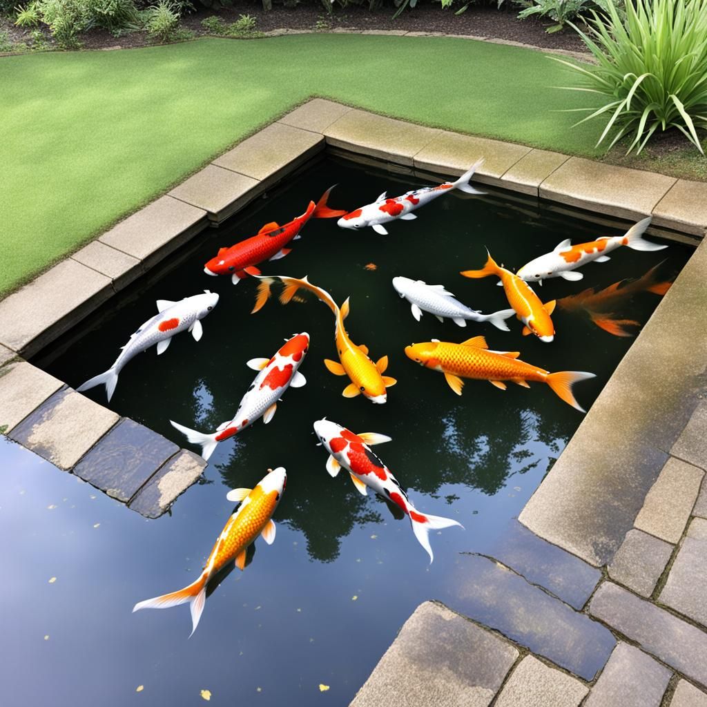 Koi Fish Swimming in Pond