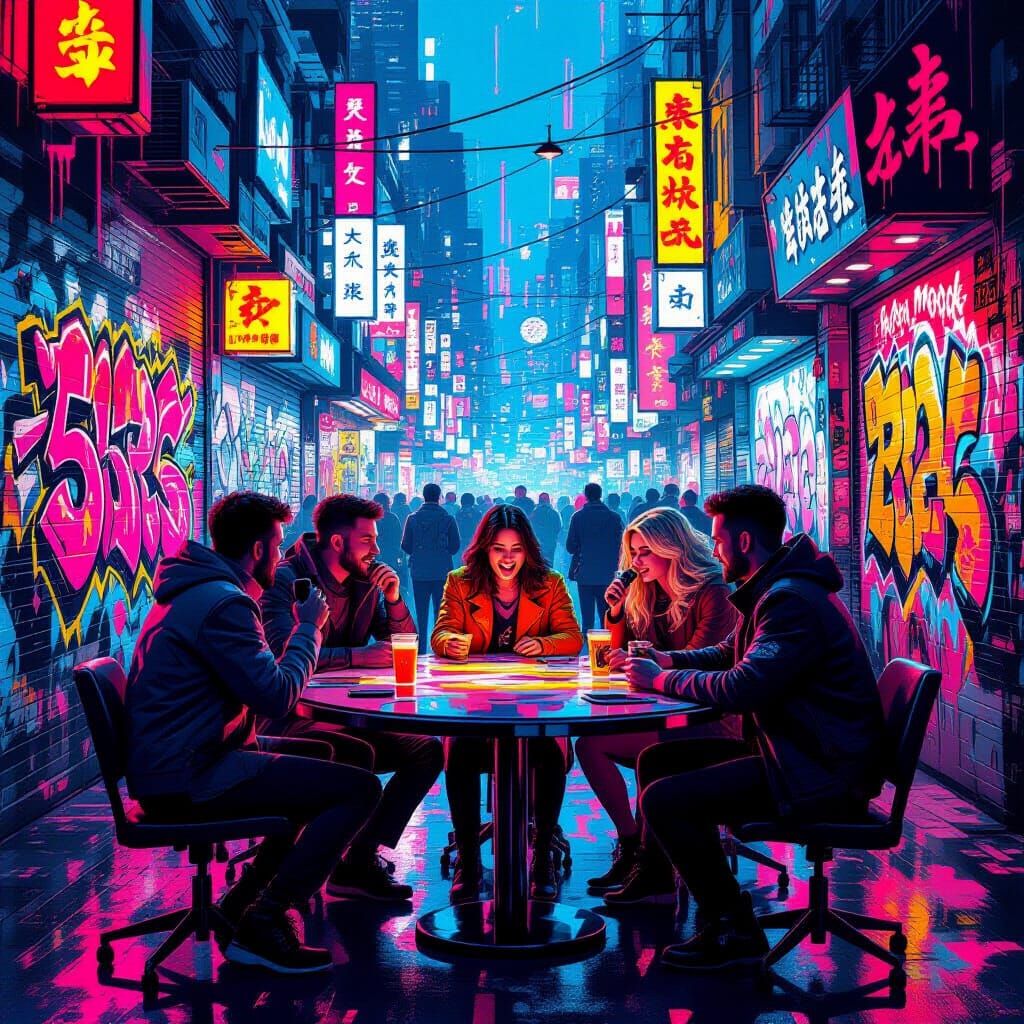 Karaoke Night in a Cyberpunk City