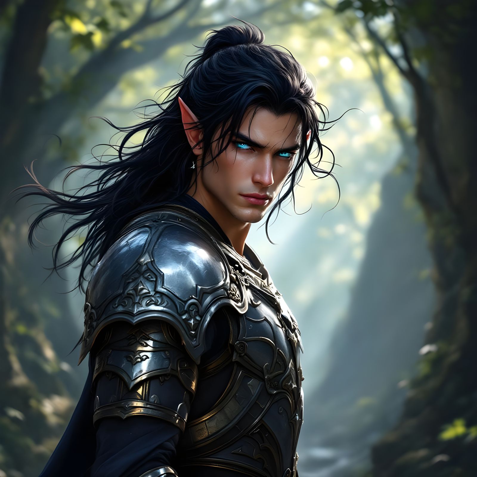 Handsome Elf Warrior in Silver Armor