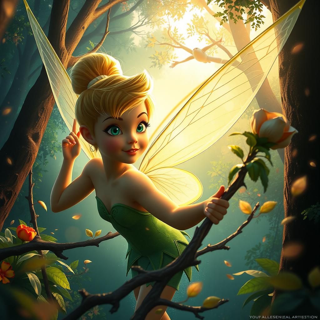 Tinkerbell Portrait in Neverland, Hyperdetailed Concept Art