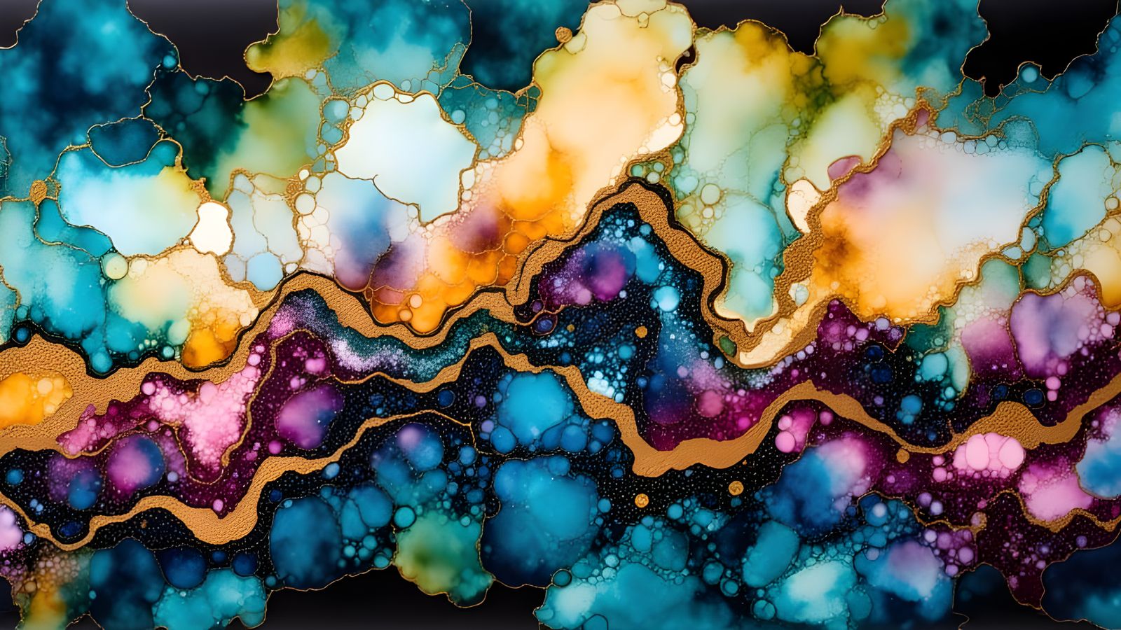 Vibrant Alcohol Inks with Wild Brushstrokes