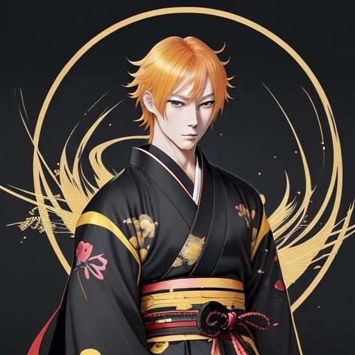 Anime Samurai with Butterfly Background