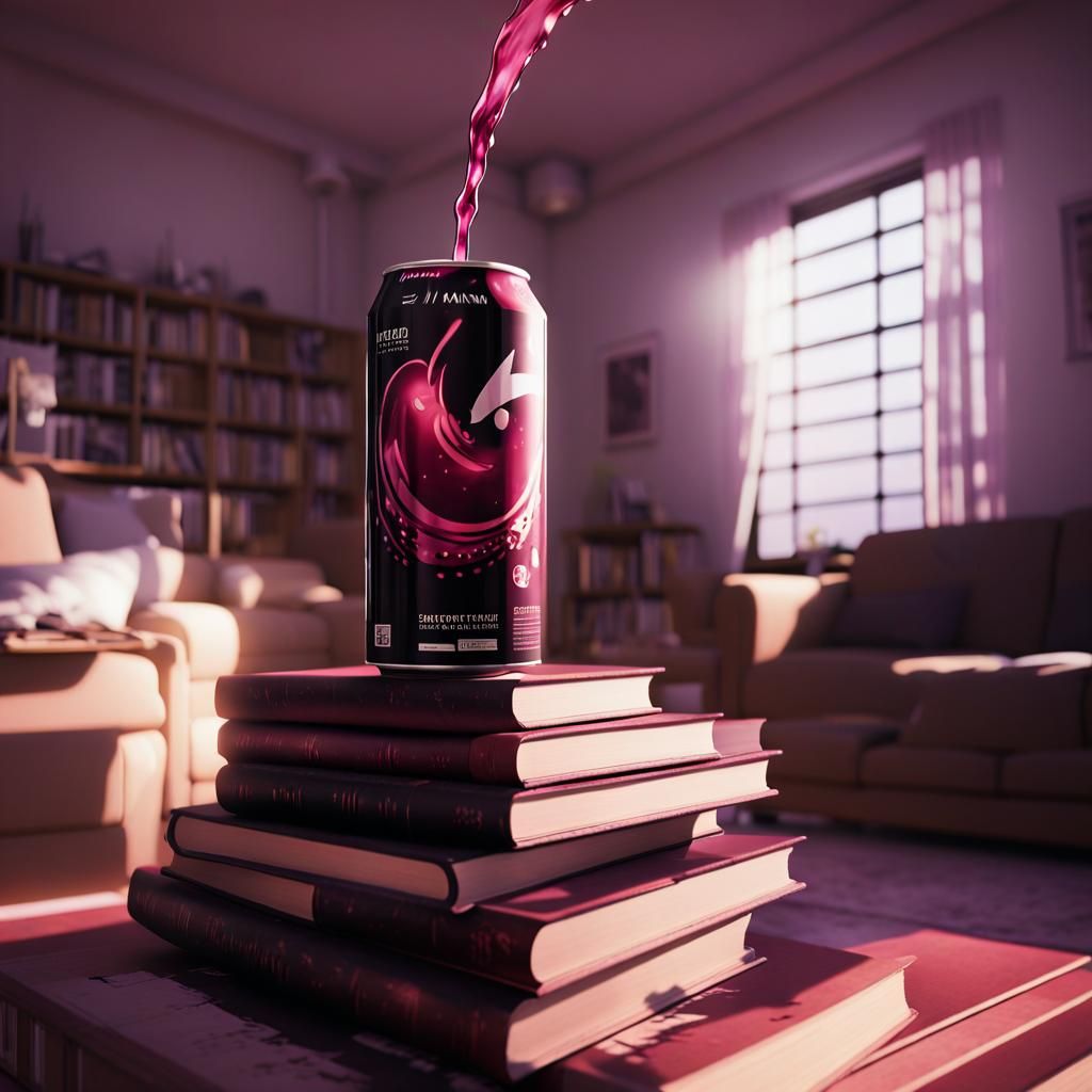 Black Cherry Energy Drink in Anime Style