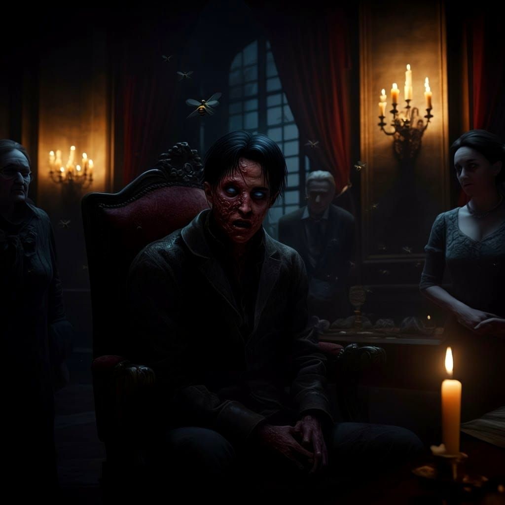 Captive Man with Swollen Face: Detailed Matte Painting