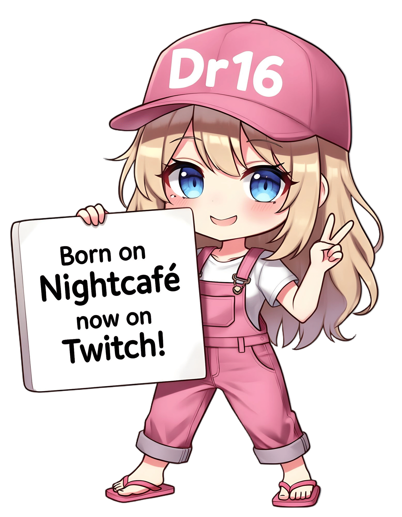 Anime Chibi Girl Promoting Twitch Channel
