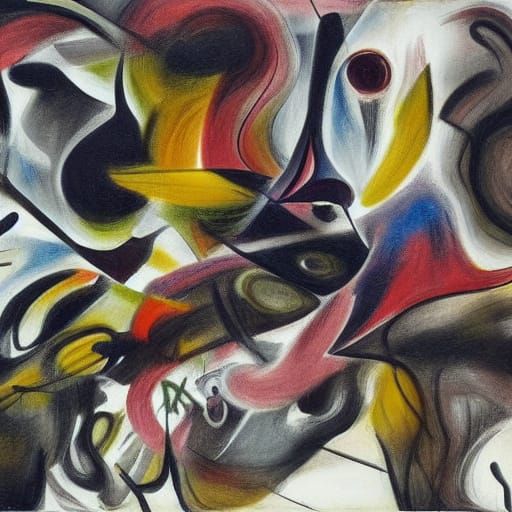 Surrealist Dreamscape with Organic Forms and Swirling Lines