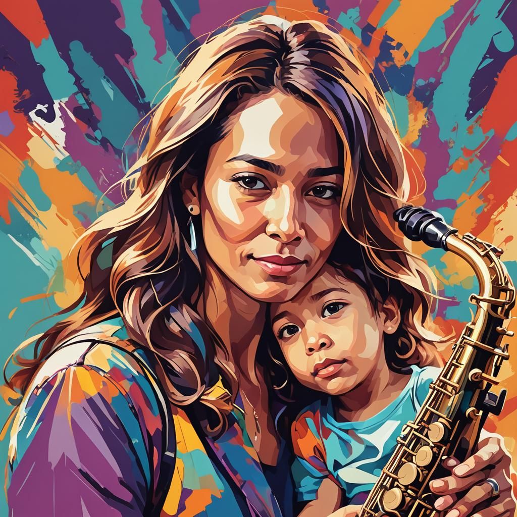 Resilient Single Mother: A Digital Vector Art Portrait