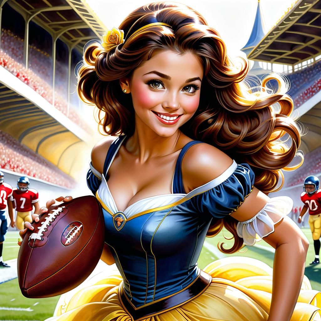 Belle playing American football