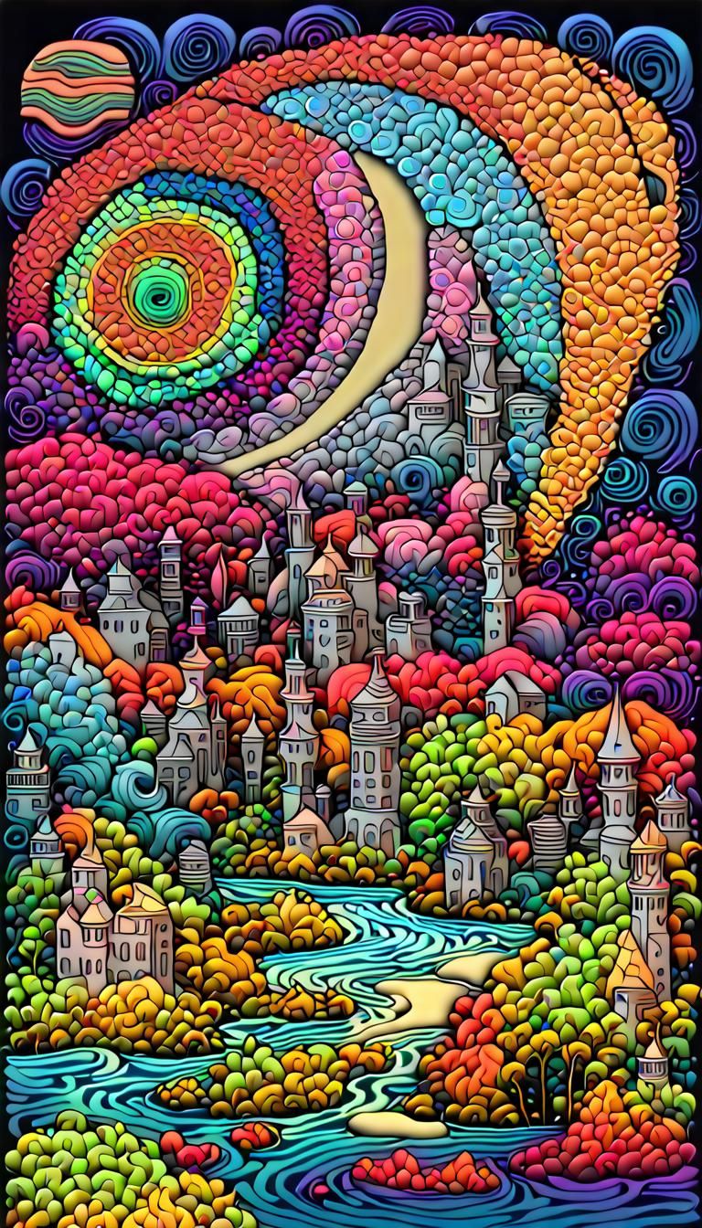 Neon Zentangle Fantasy: A Journey of Imagination