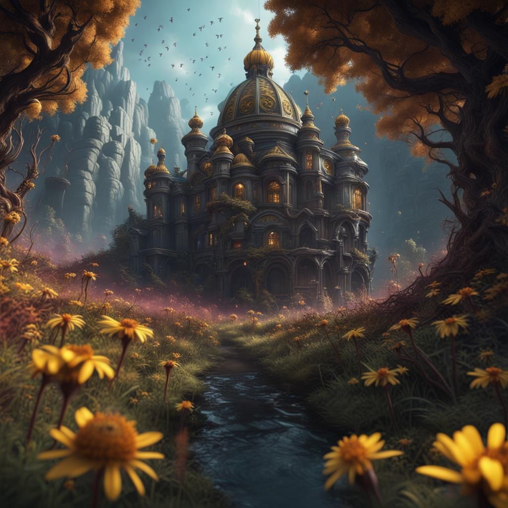 Detailed Bee Matte Painting in Deep Color