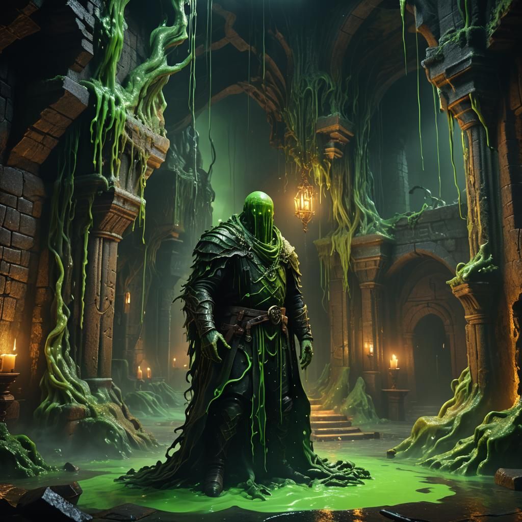 Slime Man in Emerald Dungeon: Fantasy Concept Art