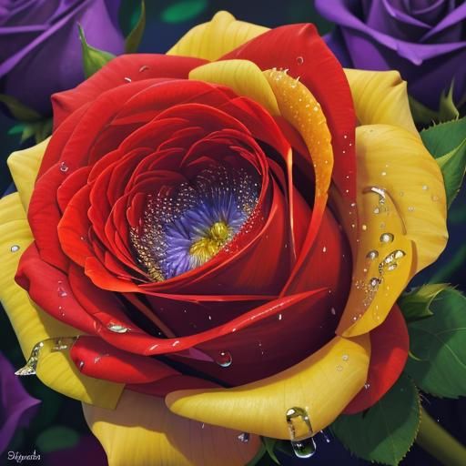 Raindrops on Red Roses: Macro Oil Painting