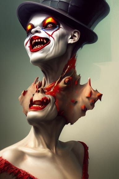 Horror Clown Demon Portrait in Artgerm Style