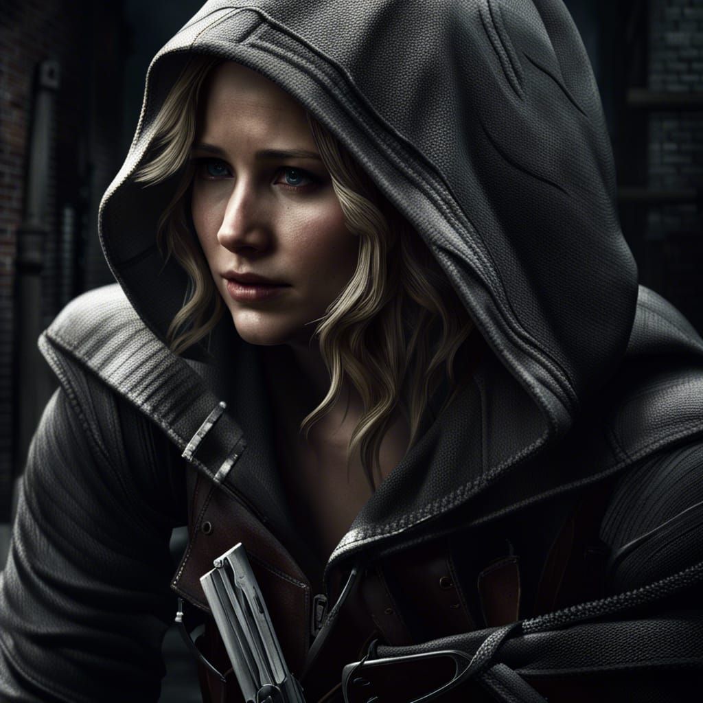 Jennifer Lawrence as Assassin in Dark Alley Photography