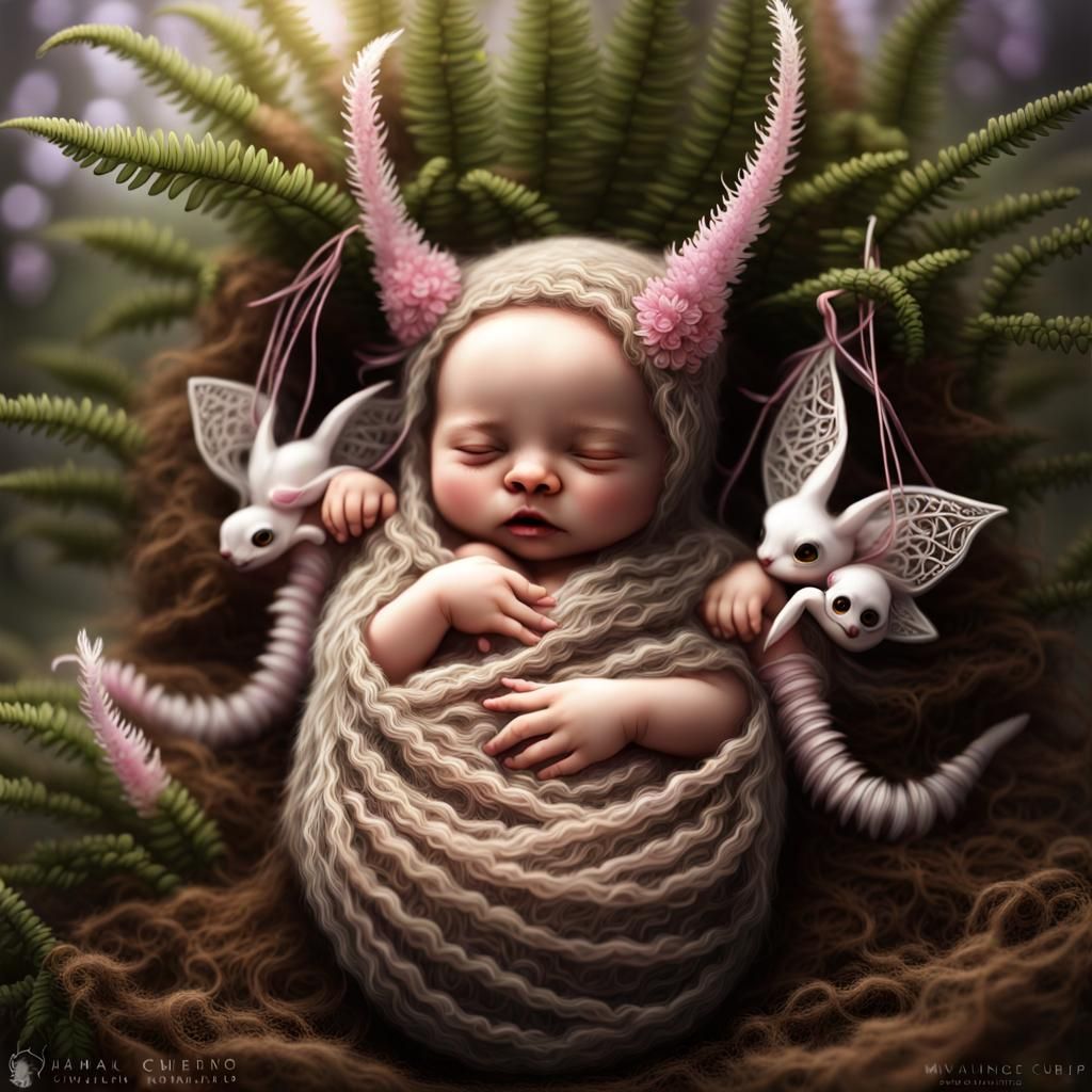 Elf Twins in Orchid Treehouse, Surrealist Oil Painting