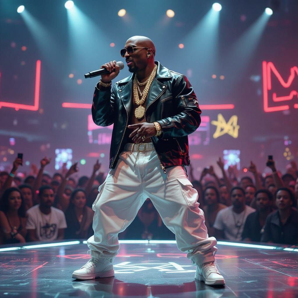 Tupac Rapping on Stage in 2025, Contemporary Art