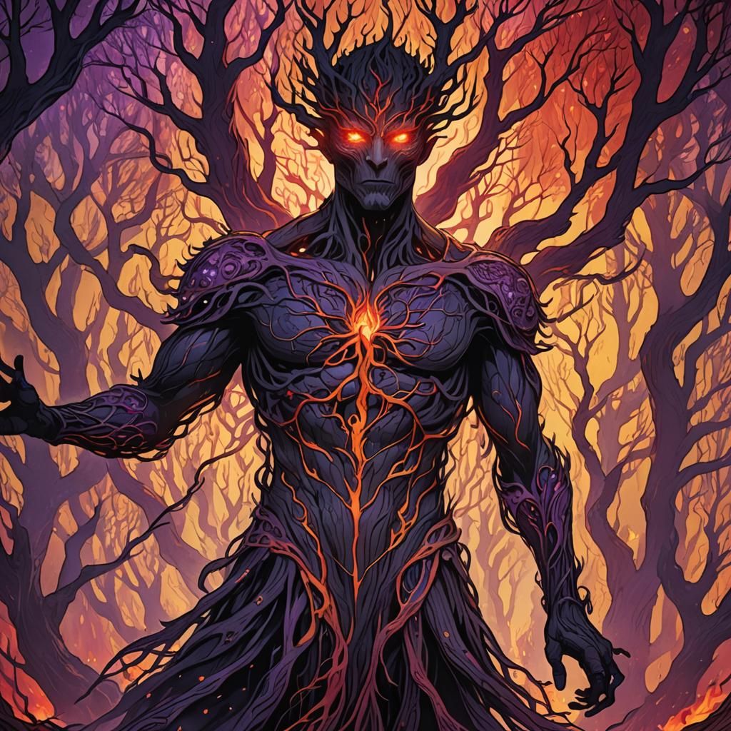 Mystical Tree Being in Art Nouveau Style