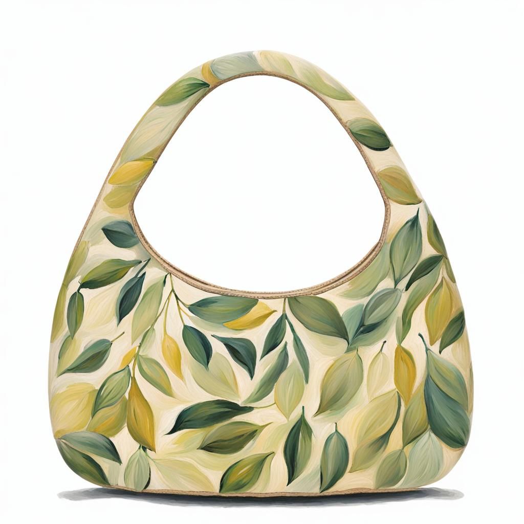 Elegant Green Leaf Pattern in Post-Impressionism Style