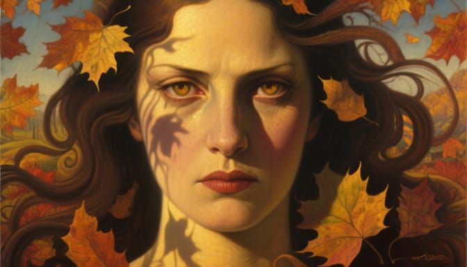 Mystical Autumn Woman's Face Matte Painting