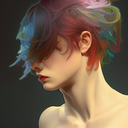 Detailed Portrait Concept Art in Triadic Colors
