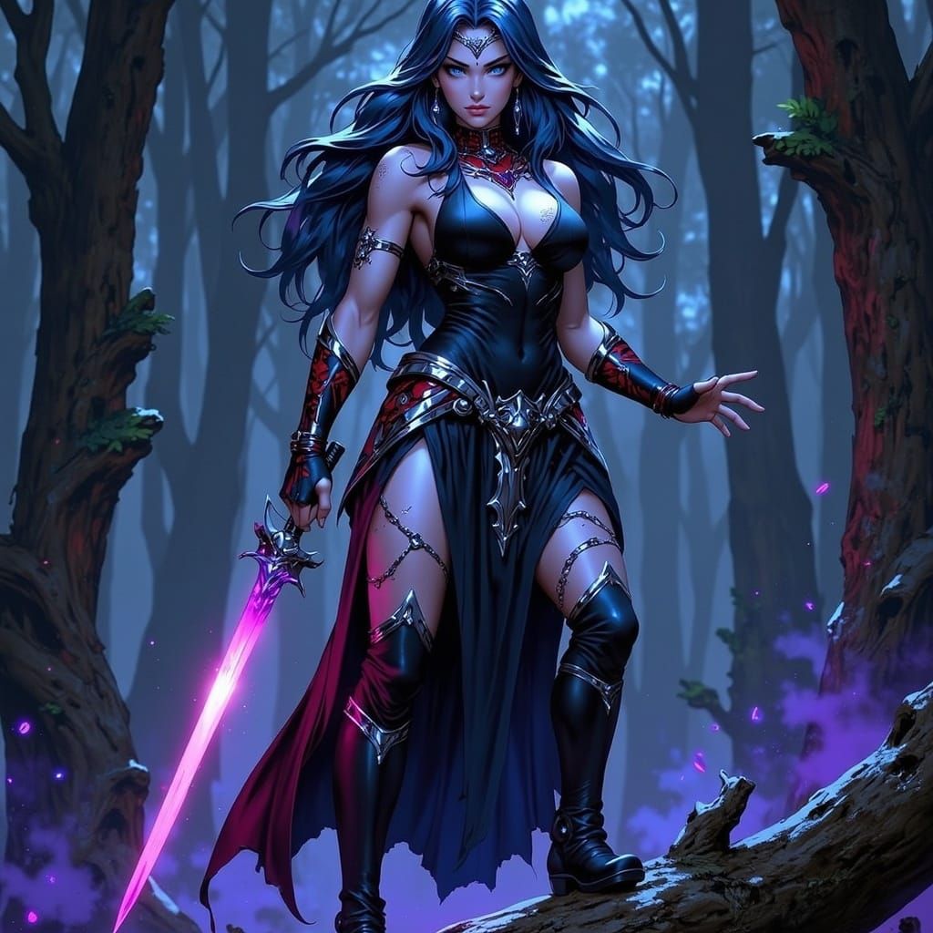 WoW Dark Elf Villain with Glowing Sword