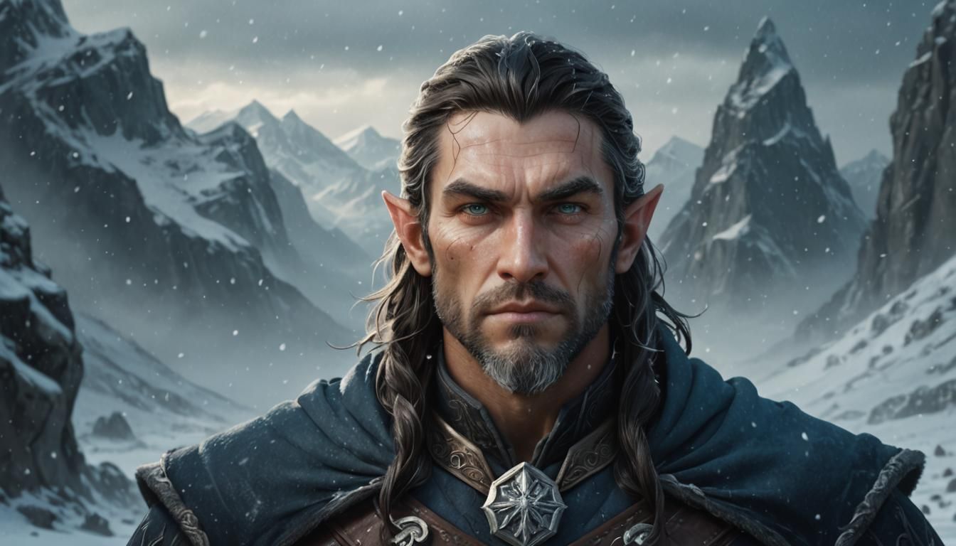 Snow Elf Mage in Frozen Tundra, 3D Rendered