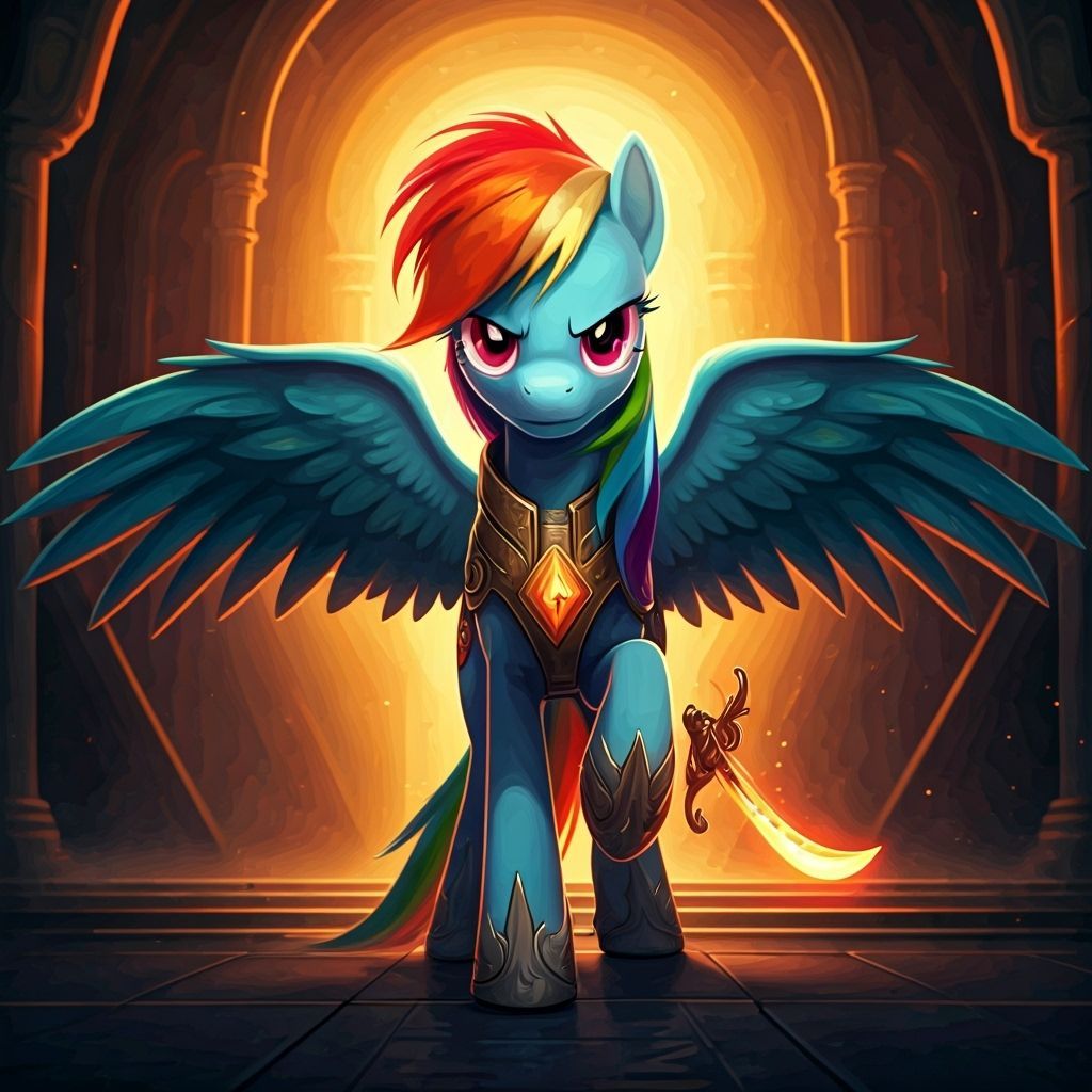 Rainbow Dash as Wind Mage Knight in Pony Form