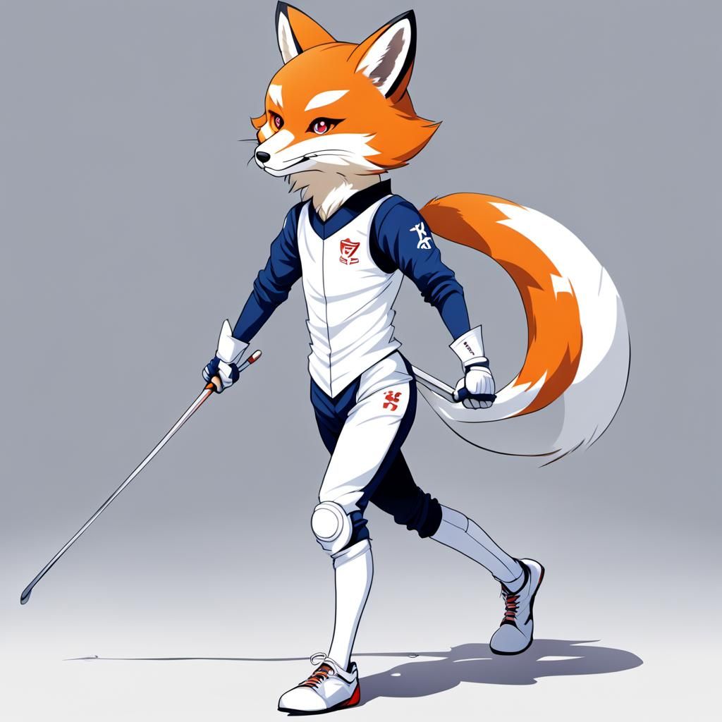 Fox Competes in Fencing, Anime Style