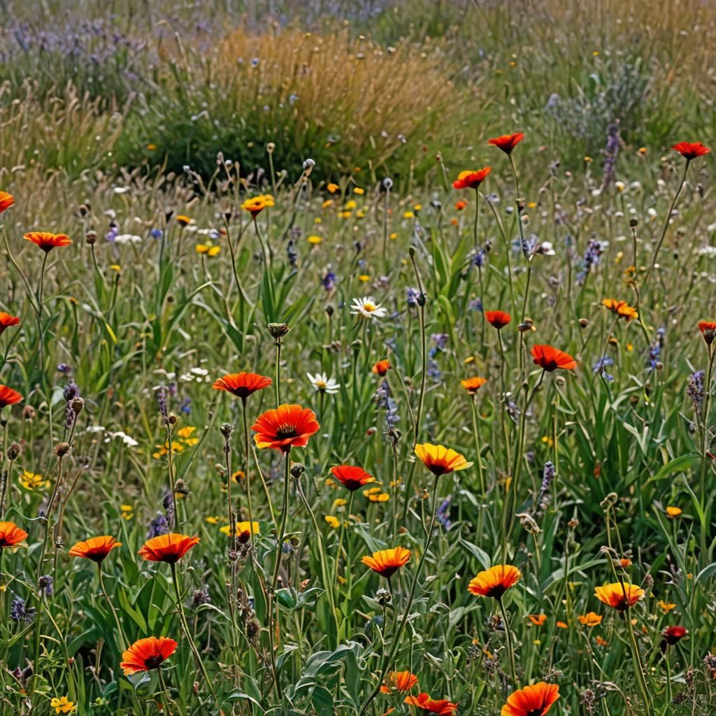 Fairy and Kite in a Colorful Flower Field