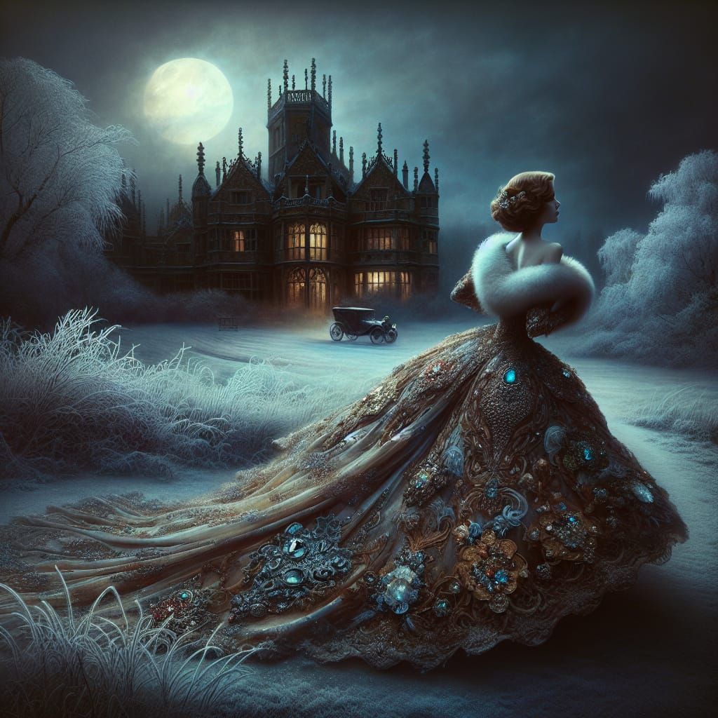 Surreal Young Woman Races from Historic Manor on Longest Nig...