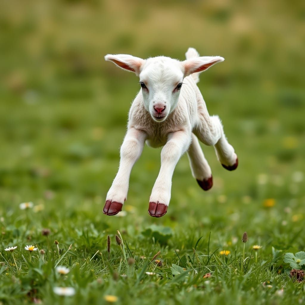 Lamb Mid-Hop Captured in Motion