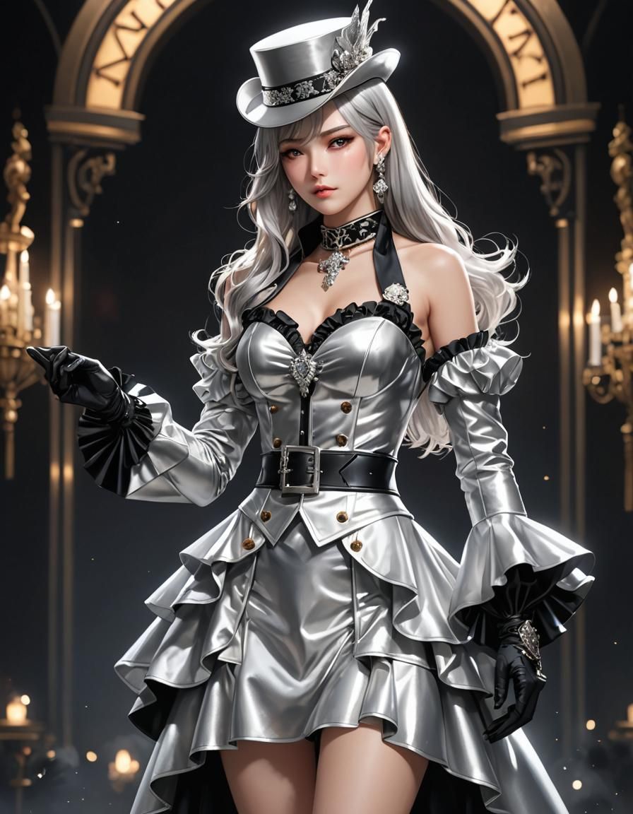 Anime Style Ringmaster in Silver Suit, 3D Render